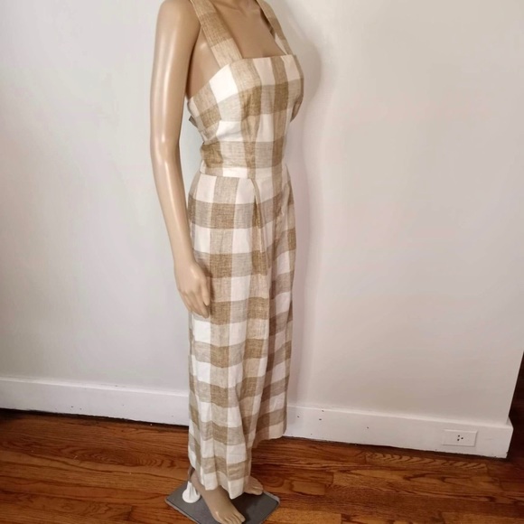 GAL MEETS GLAM BAILEY GINGHAM LINEN CROP JUMPSUIT - Picture 5 of 10